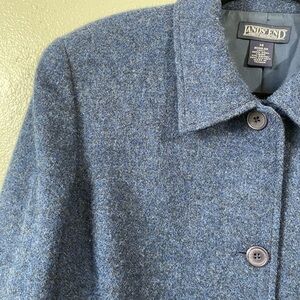 Lands End Woman’s 100% Wool Heathered Blue Button Front Jacket Size 14 Everyday